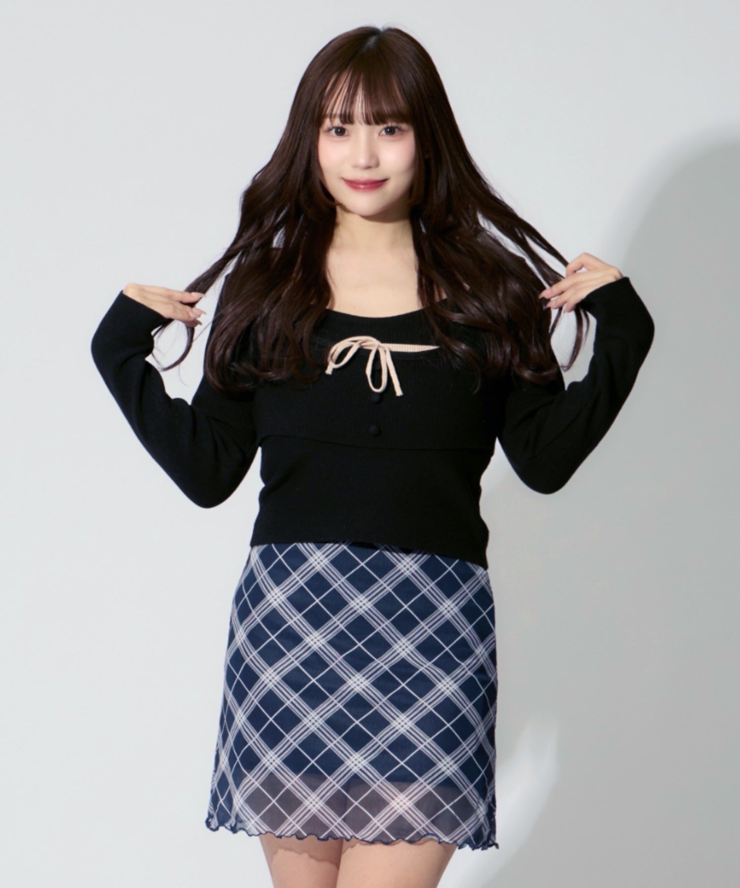 【2点セット】Ribbon Knit Camisole Ensemble / リボンニットキャミソール セット アンサンブル