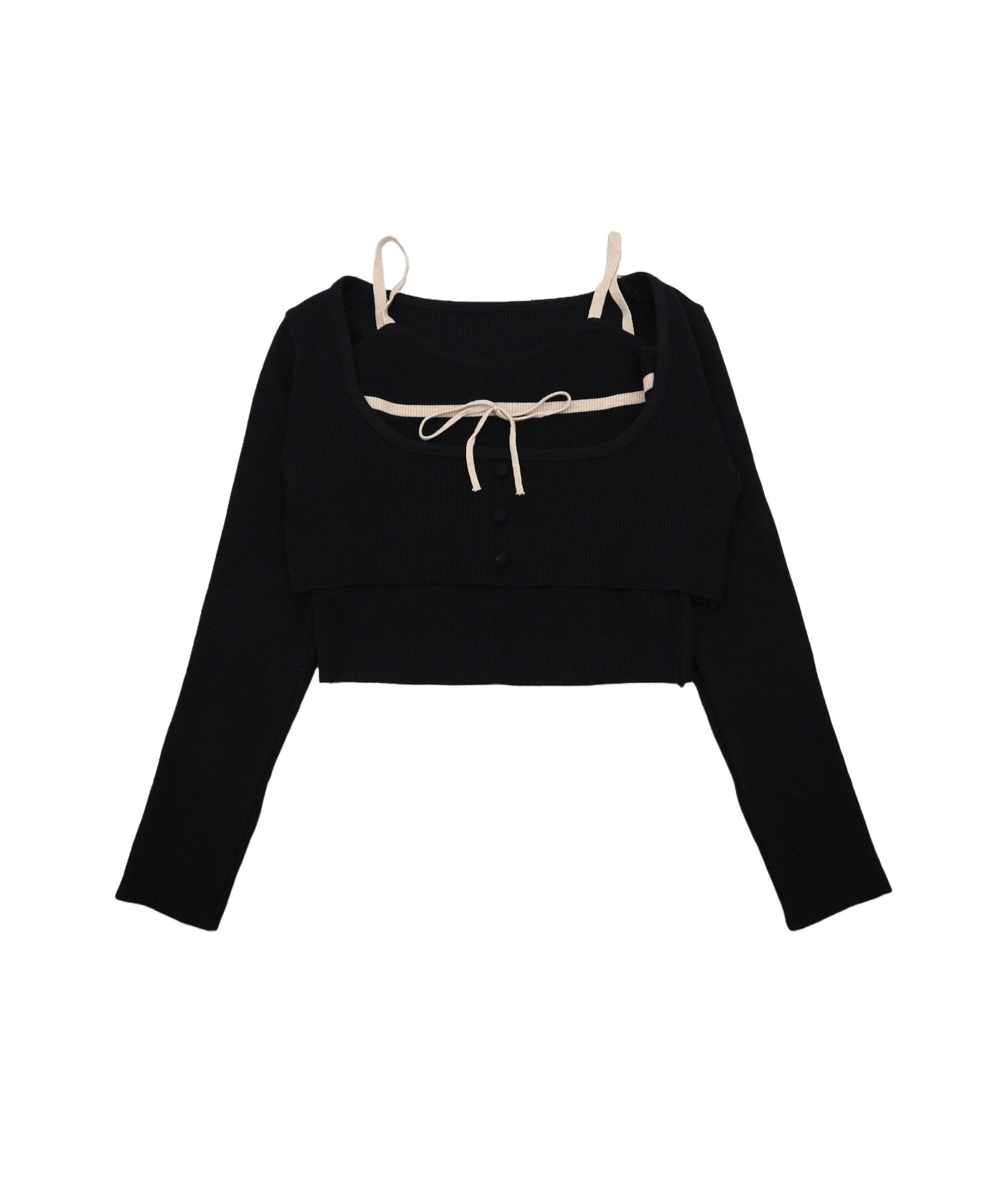 【2点セット】Ribbon Knit Camisole Ensemble / リボンニットキャミソール セット アンサンブル