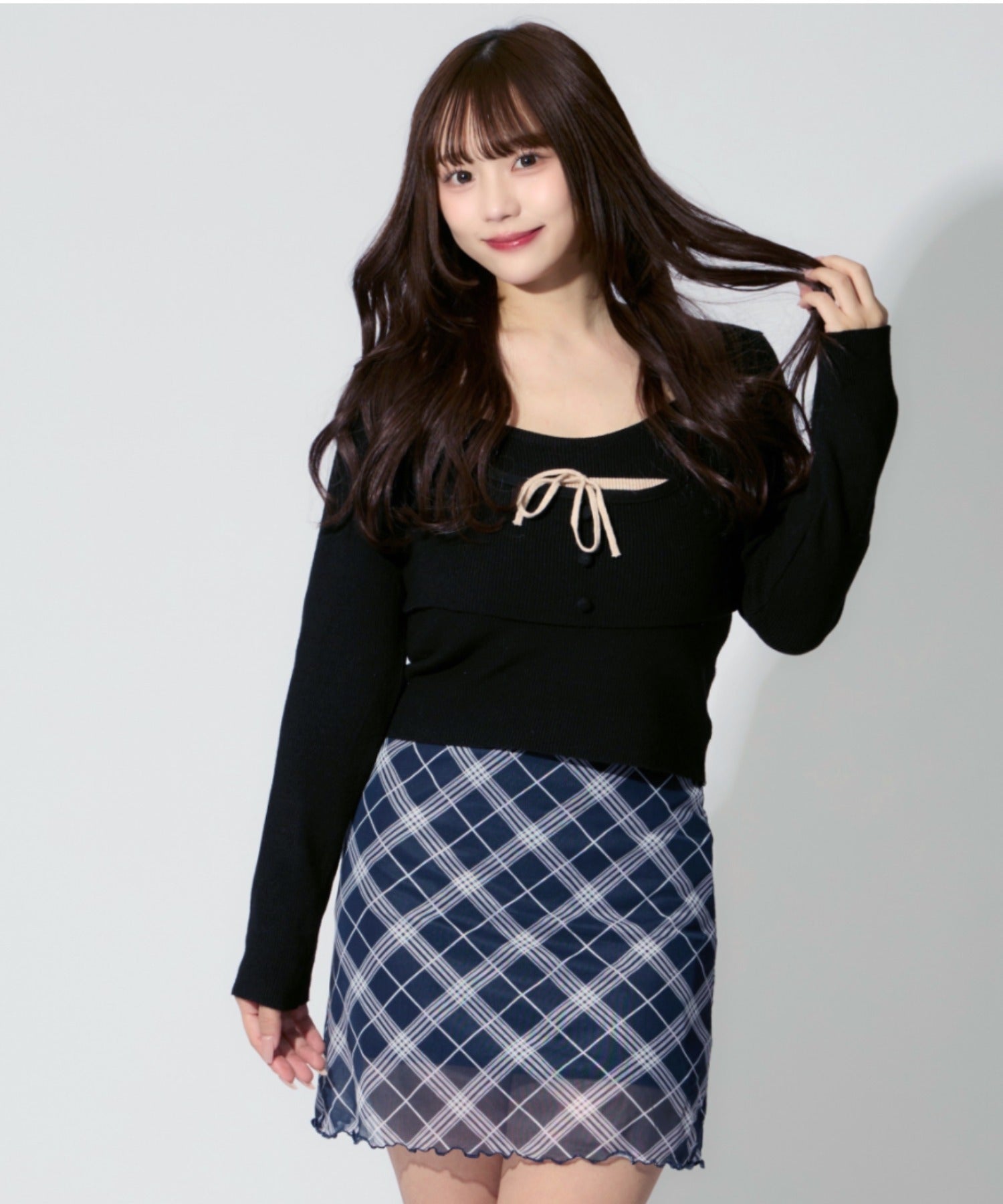 【2点セット】Ribbon Knit Camisole Ensemble / リボンニットキャミソール セット アンサンブル