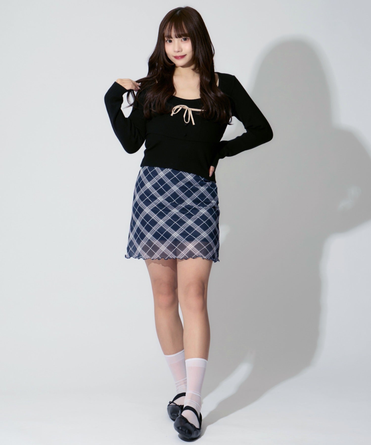 【2点セット】Ribbon Knit Camisole Ensemble / リボンニットキャミソール セット アンサンブル