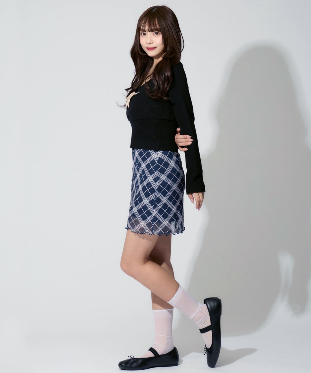 【2点セット】Ribbon Knit Camisole Ensemble / リボンニットキャミソール セット アンサンブル