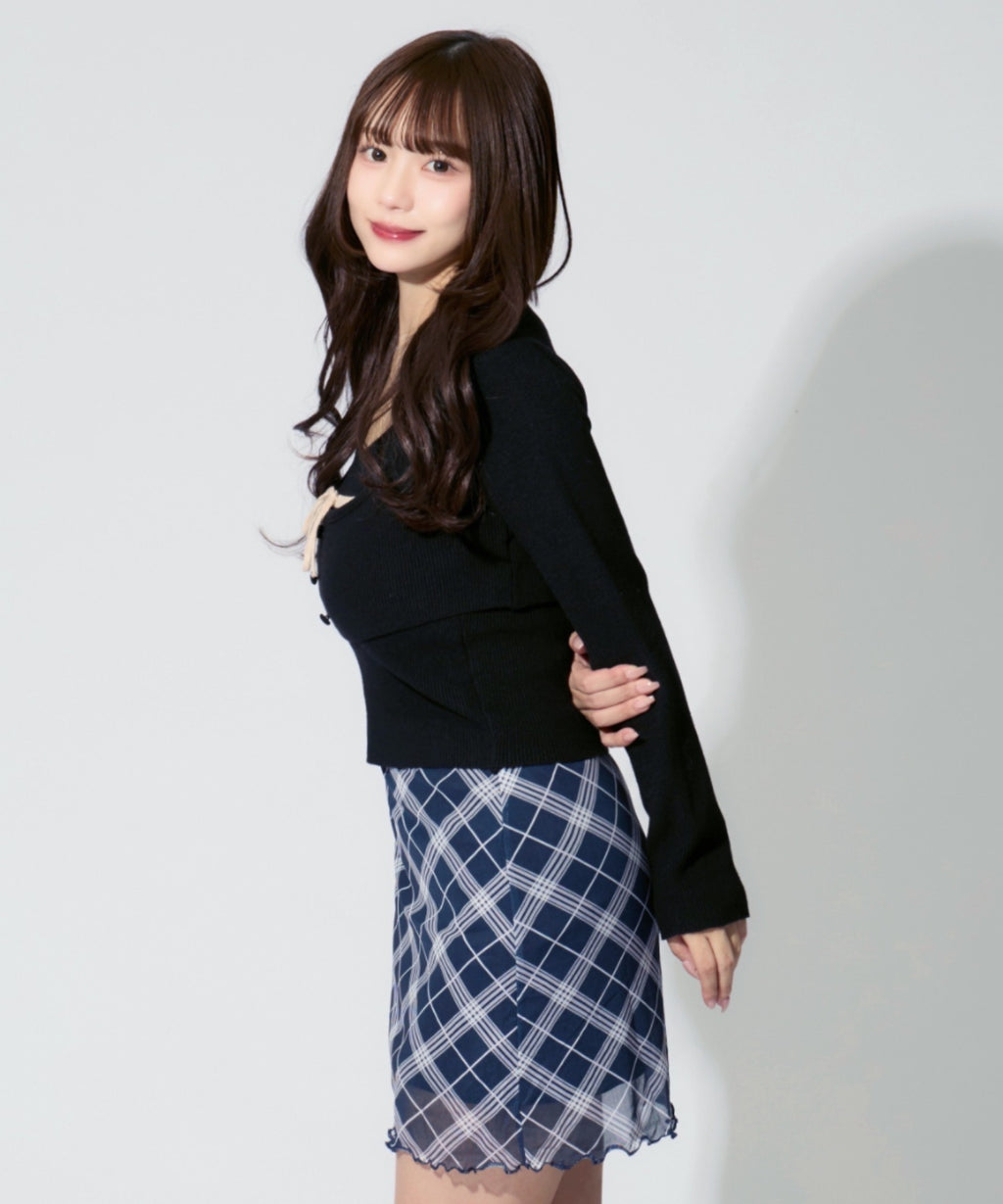 【2点セット】Ribbon Knit Camisole Ensemble / リボンニットキャミソール セット アンサンブル