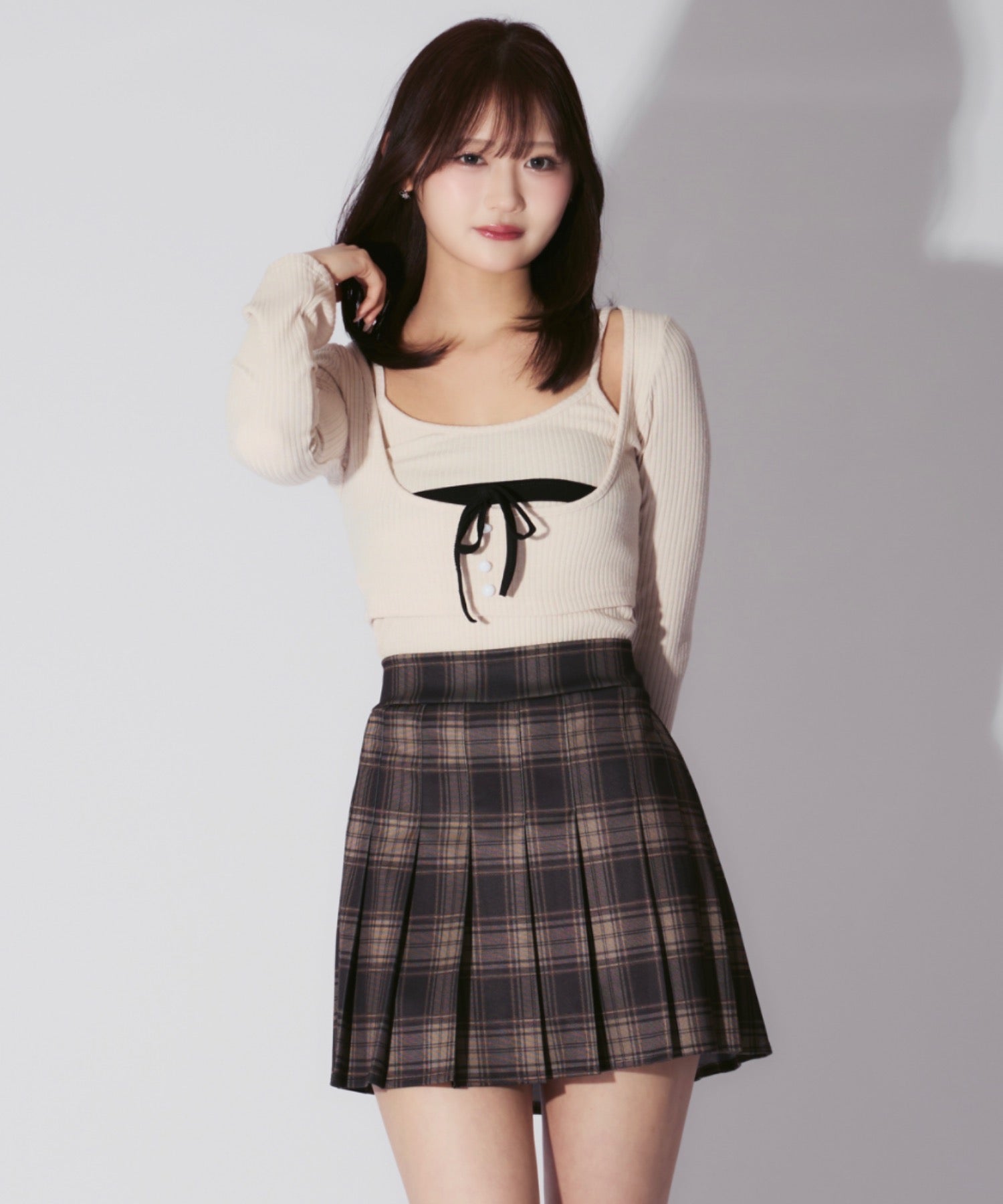【2点セット】Ribbon Knit Camisole Ensemble / リボンニットキャミソール セット アンサンブル