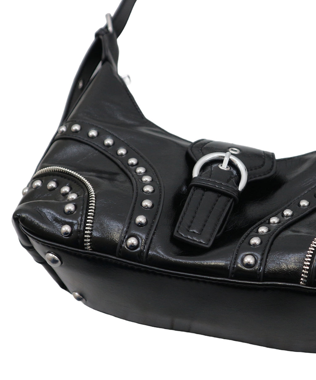 Studded Belt Faux Leather Shoulder Bag / スタッズベルトフェイクレザーショルダーバック
