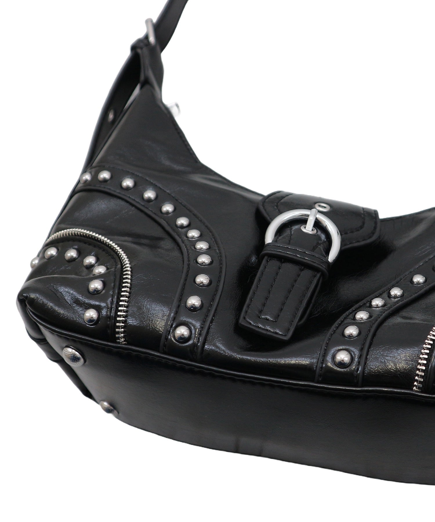Studded Belt Faux Leather Shoulder Bag / スタッズベルトフェイクレザーショルダーバック