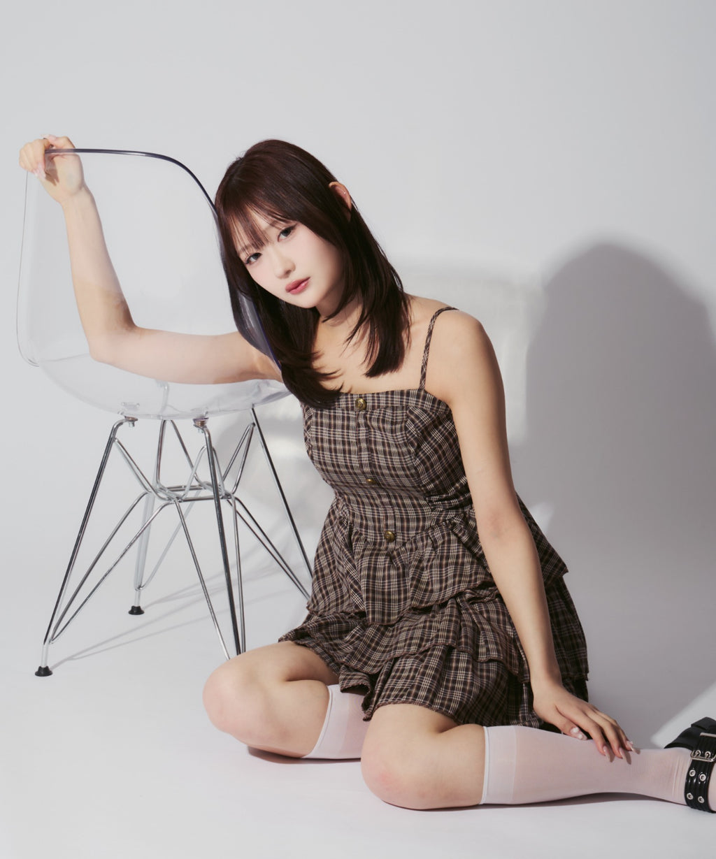 Check Tiered Mini Cami Dress / チェック柄ティアードミニキャミワンピース