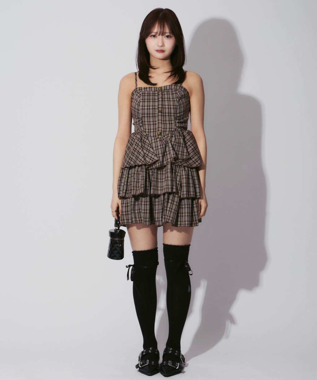 Check Tiered Mini Cami Dress / チェック柄ティアードミニキャミワンピース