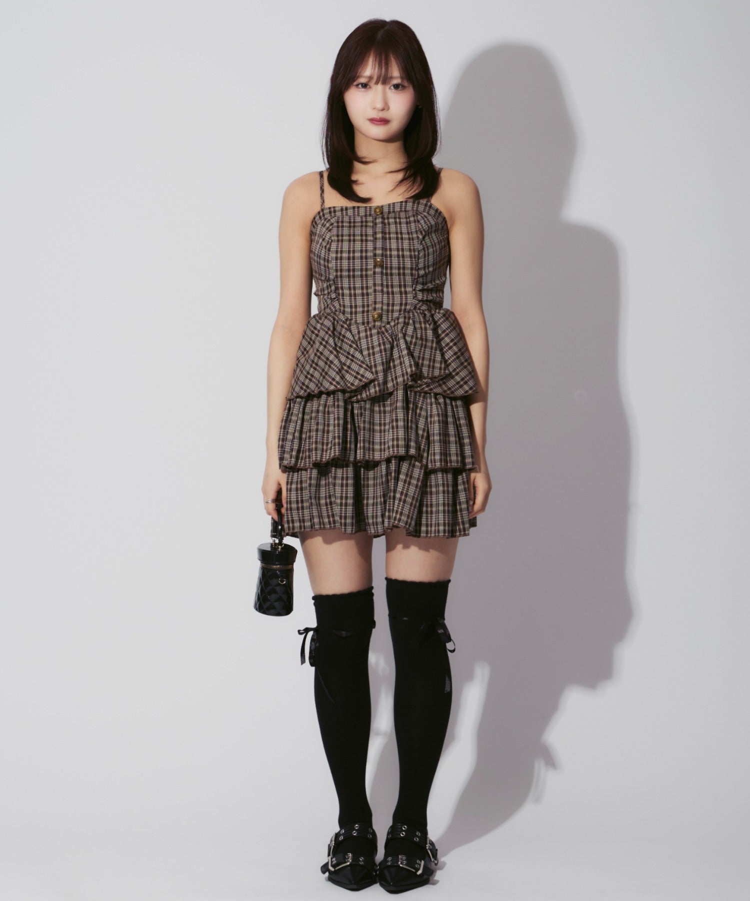 Check Tiered Mini Cami Dress / チェック柄ティアードミニキャミワンピース
