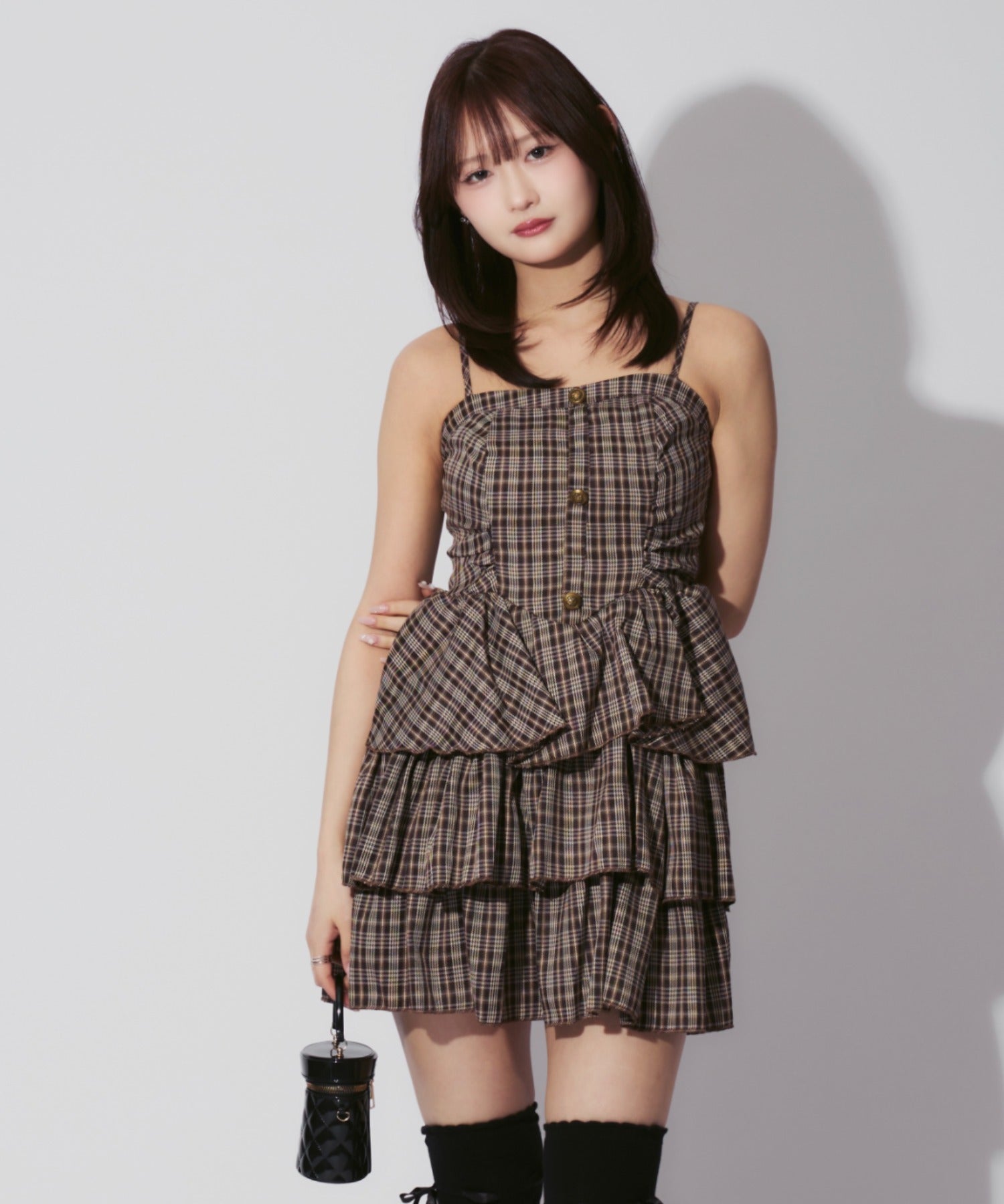 Check Tiered Mini Cami Dress / チェック柄ティアードミニキャミワンピース