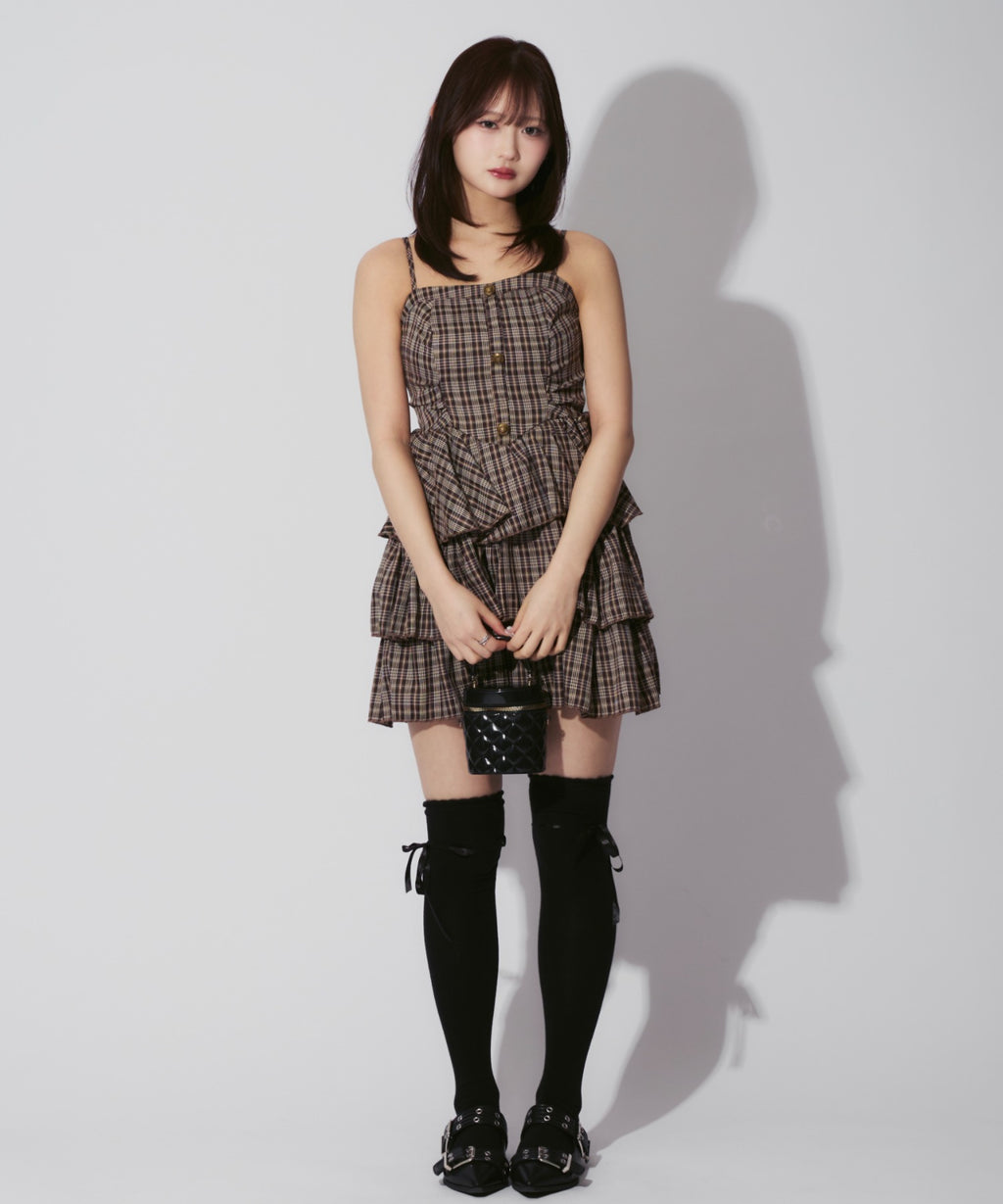 Check Tiered Mini Cami Dress / チェック柄ティアードミニキャミワンピース