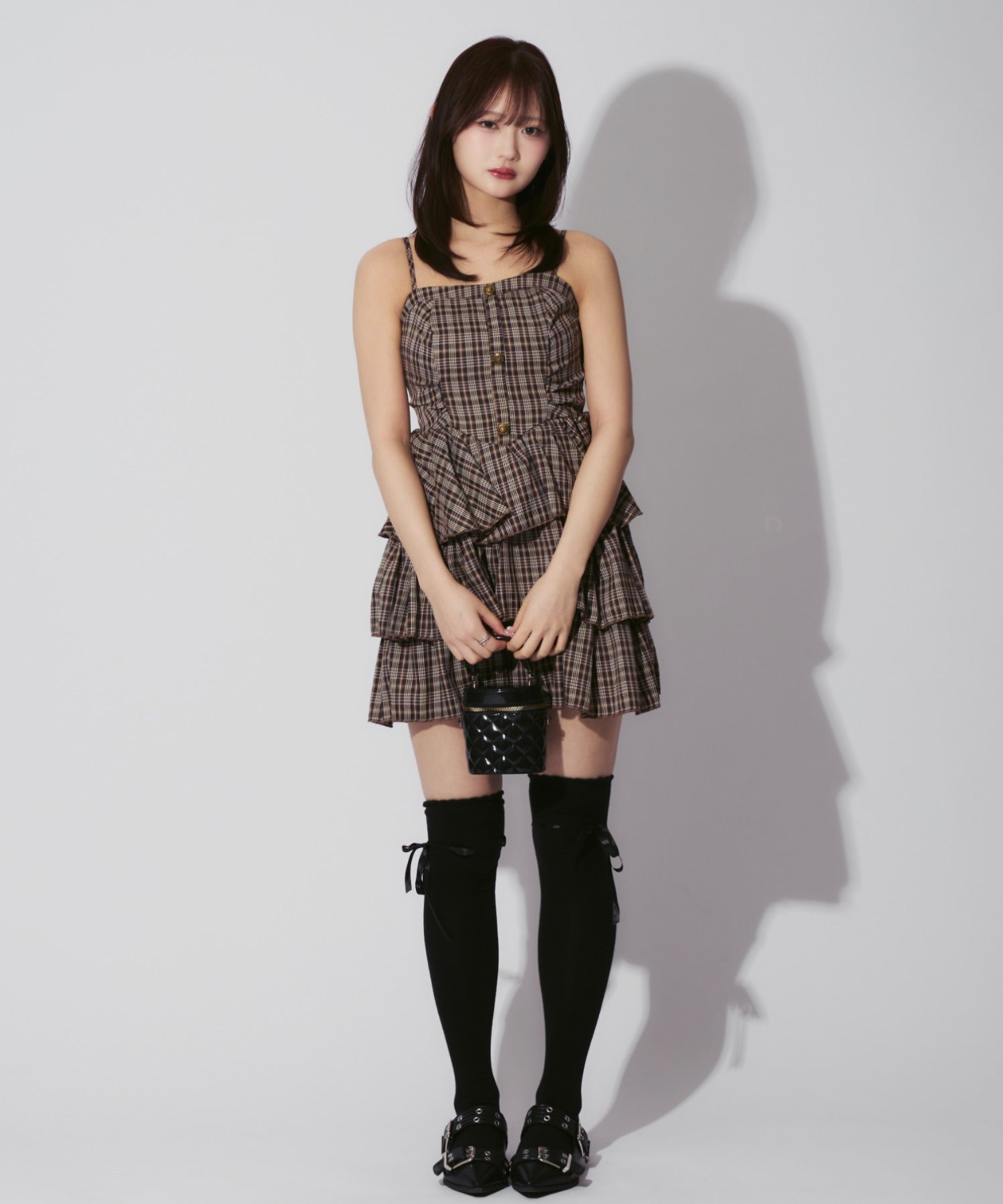 Check Tiered Mini Cami Dress / チェック柄ティアードミニキャミワンピース