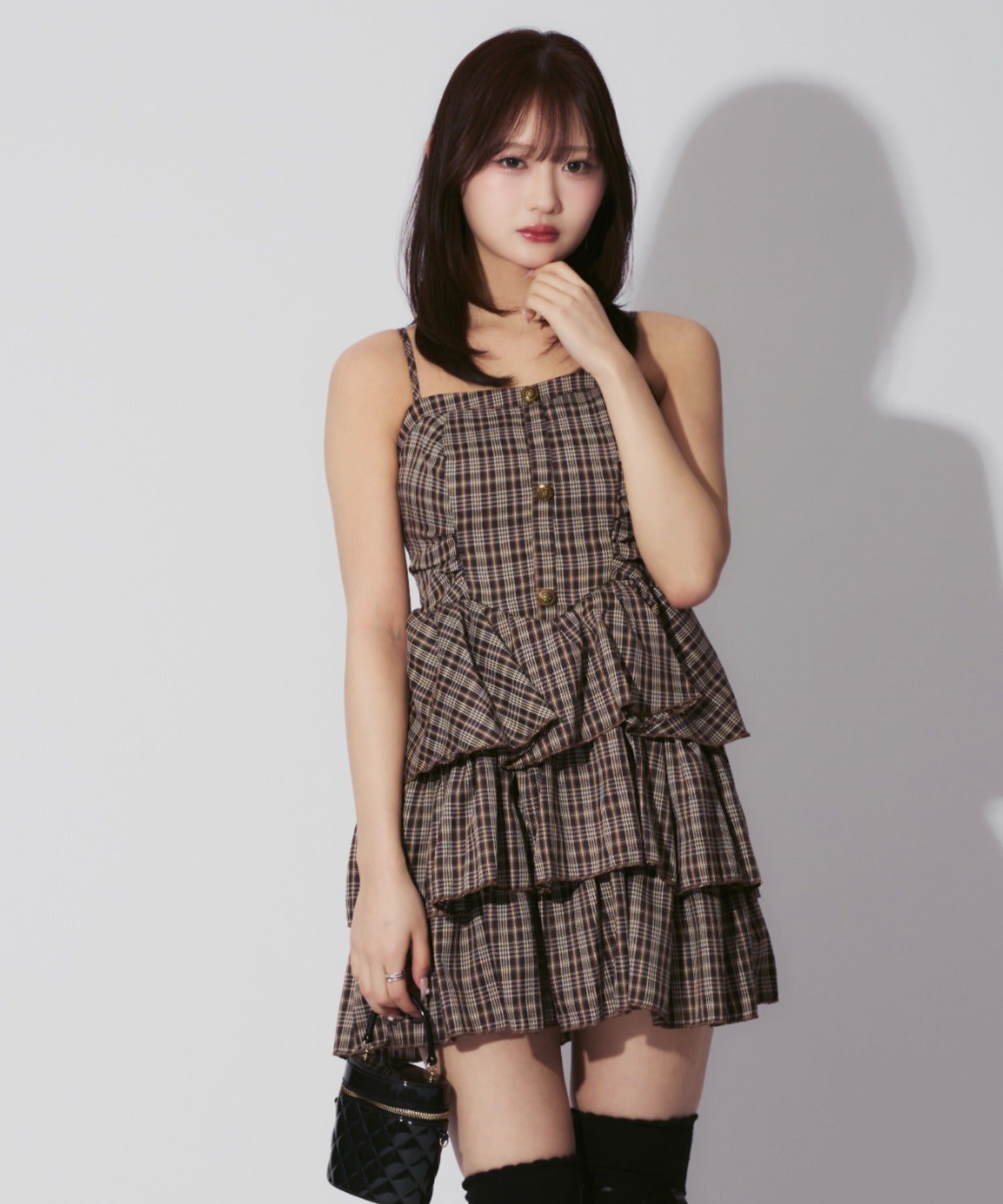 Check Tiered Mini Cami Dress / チェック柄ティアードミニキャミワンピース