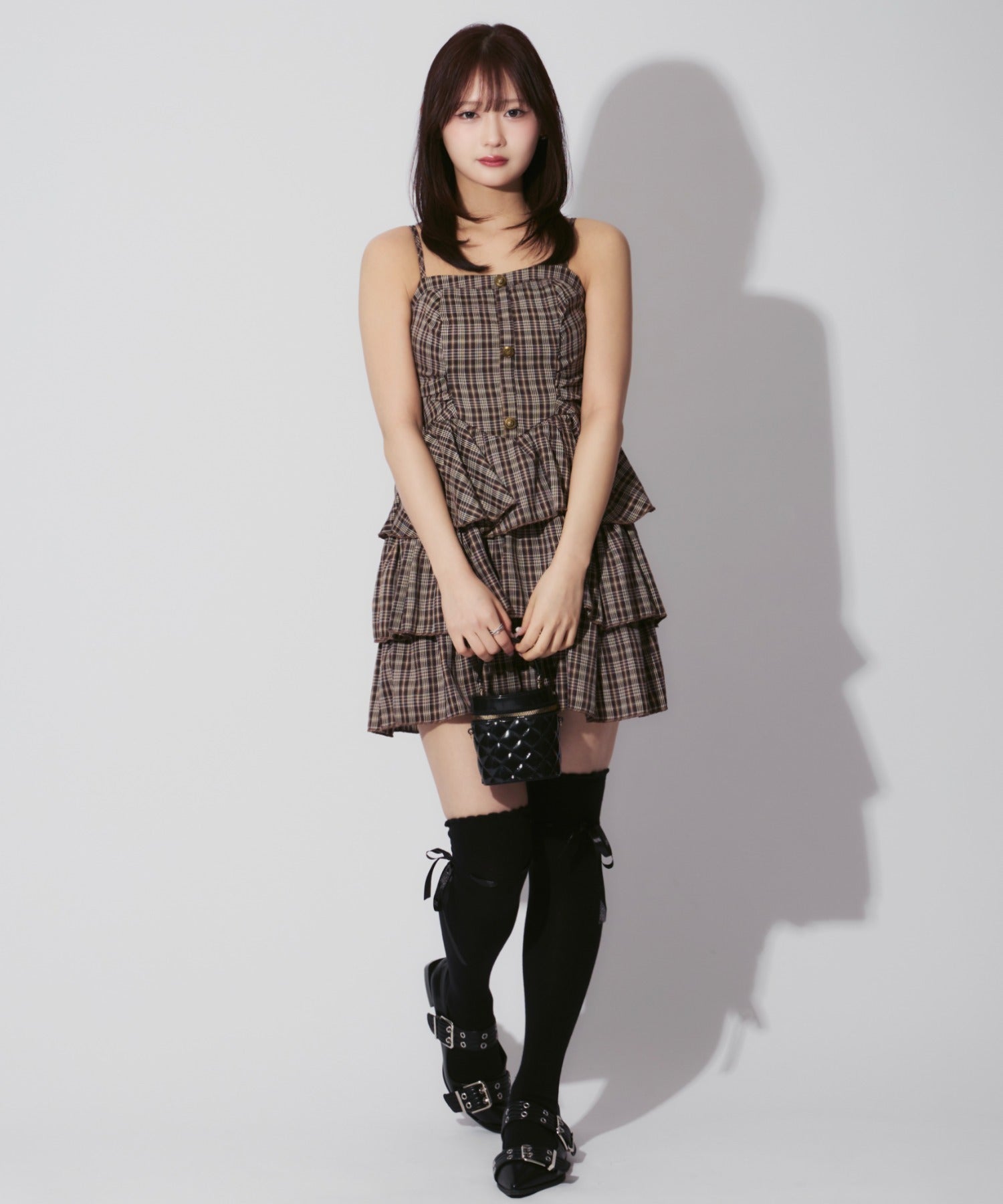Check Tiered Mini Cami Dress / チェック柄ティアードミニキャミワンピース