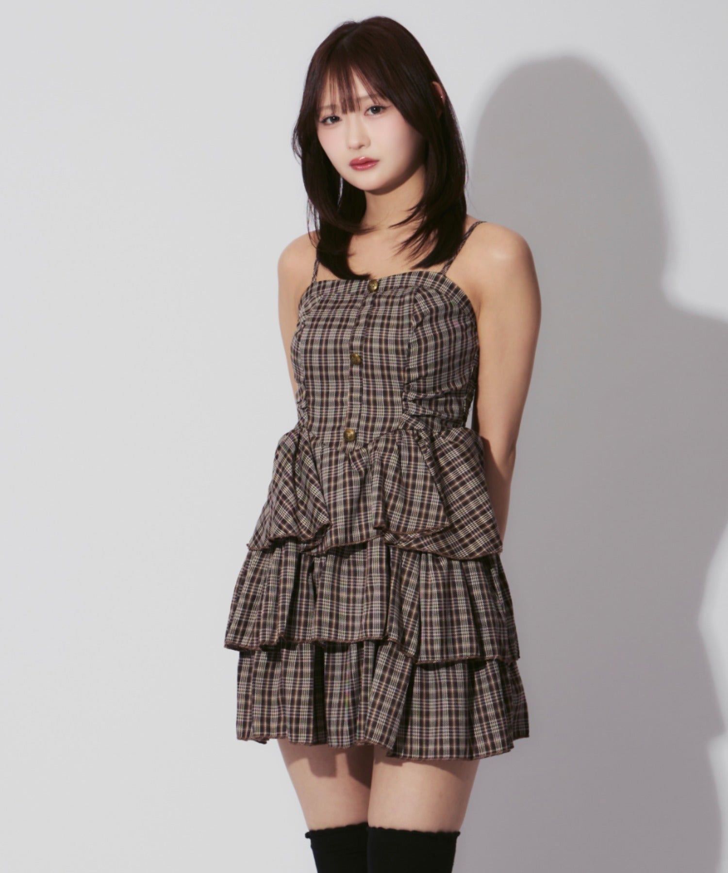 Check Tiered Mini Cami Dress / チェック柄ティアードミニキャミワンピース