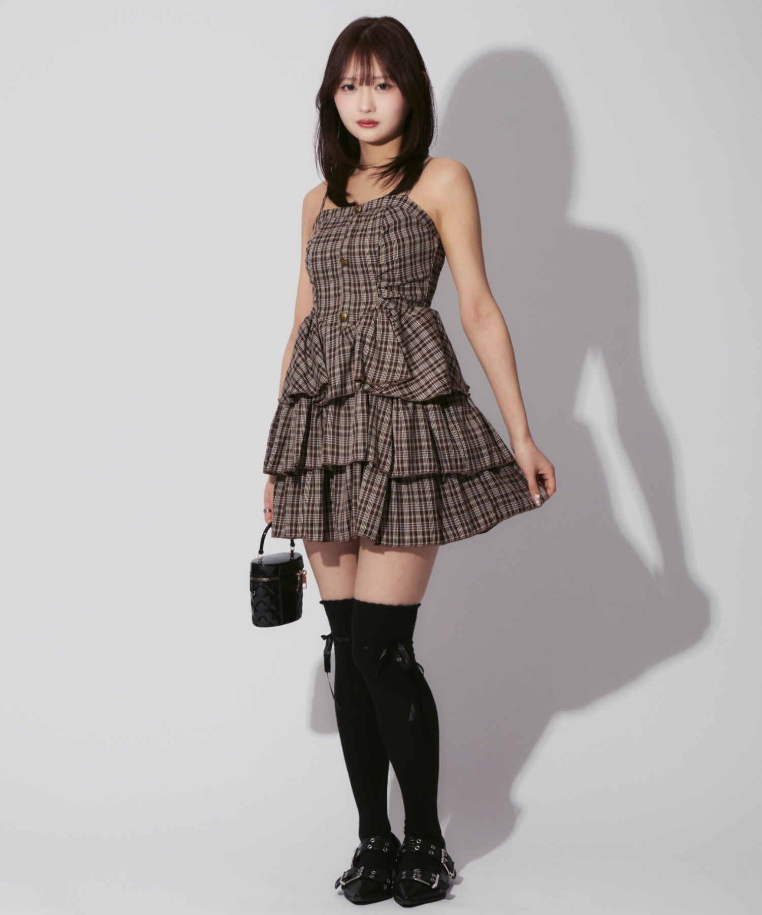 Check Tiered Mini Cami Dress / チェック柄ティアードミニキャミワンピース