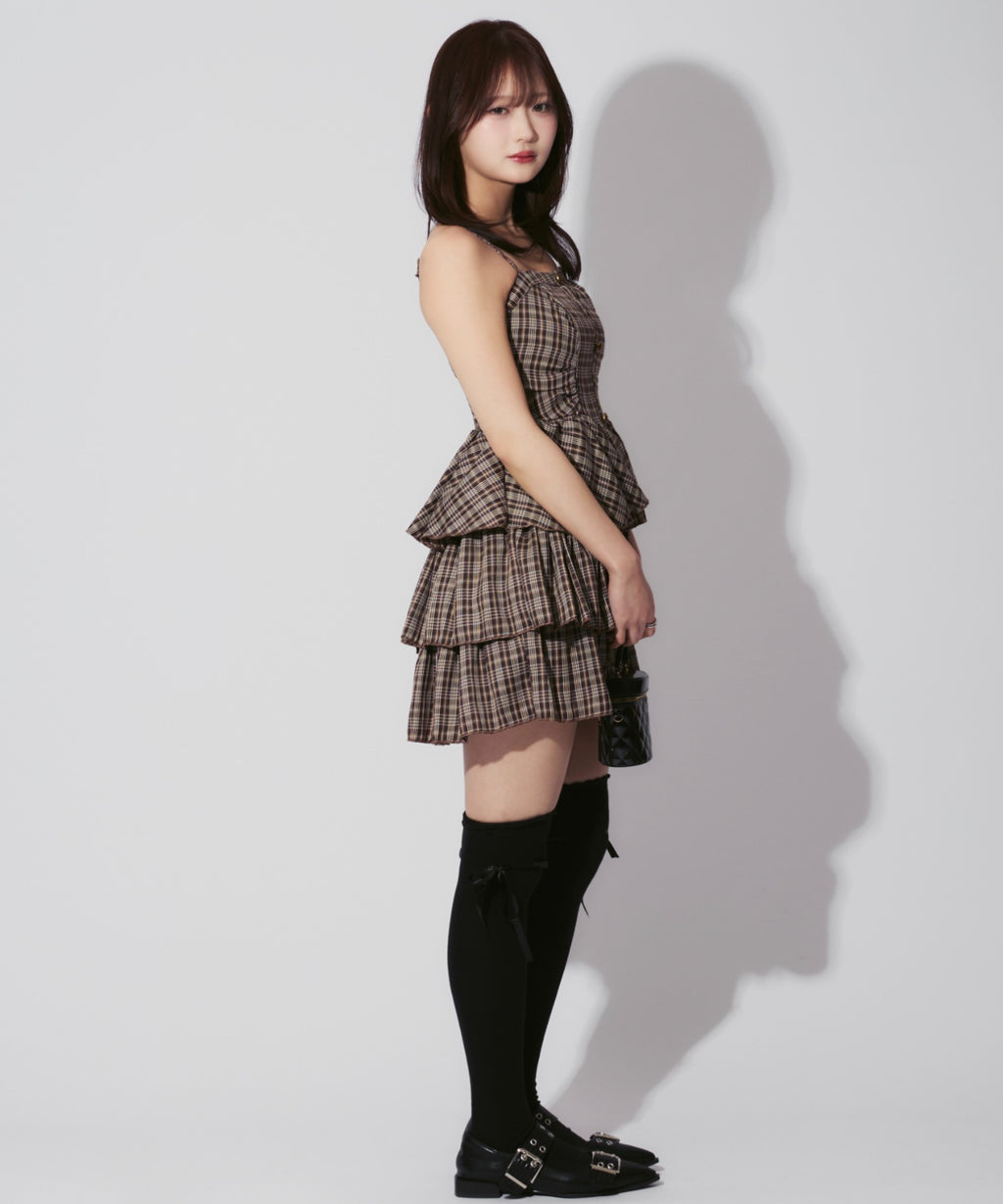 Check Tiered Mini Cami Dress / チェック柄ティアードミニキャミワンピース