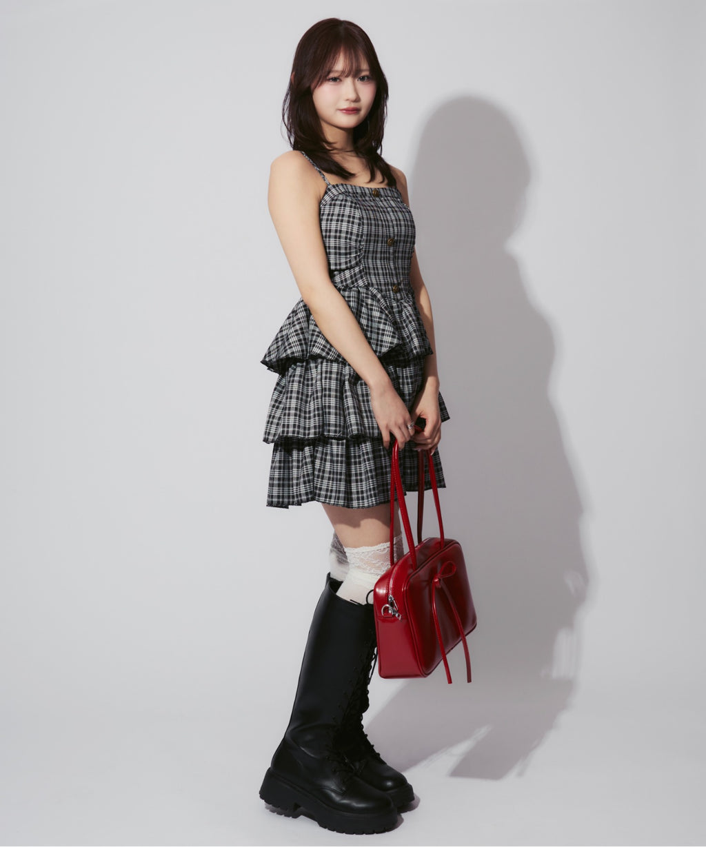 Check Tiered Mini Cami Dress / チェック柄ティアードミニキャミワンピース