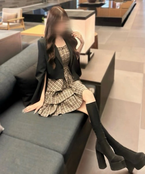 Check Tiered Mini Cami Dress / チェック柄ティアードミニキャミワンピース