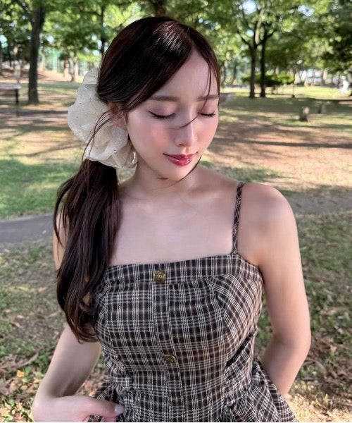 Check Tiered Mini Cami Dress / チェック柄ティアードミニキャミワンピース