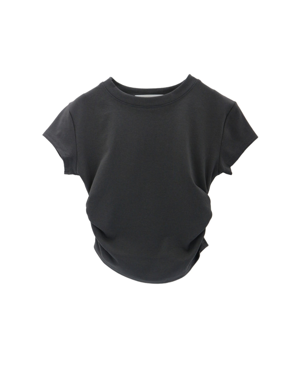 French Sleeve Ruched Short Sleeve T-shirt / フレンチスリーブシャーリング半袖Tシャツ