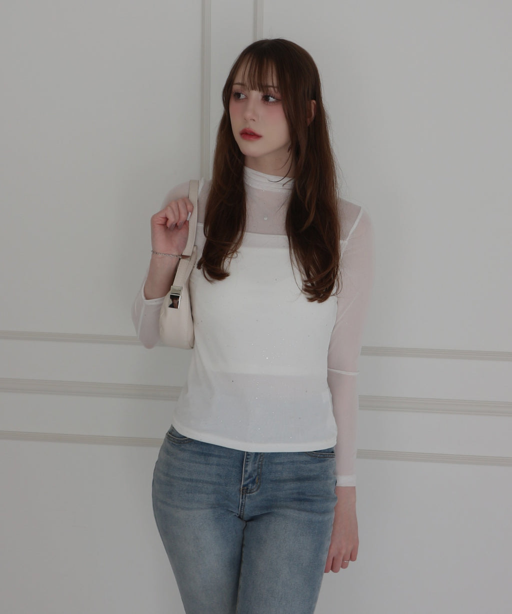 See-through Mellow Glitter High Neck / シースルーメロウグリッターハイネック