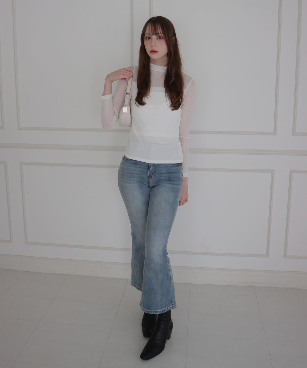 See-through Mellow Glitter High Neck / シースルーメロウグリッターハイネック