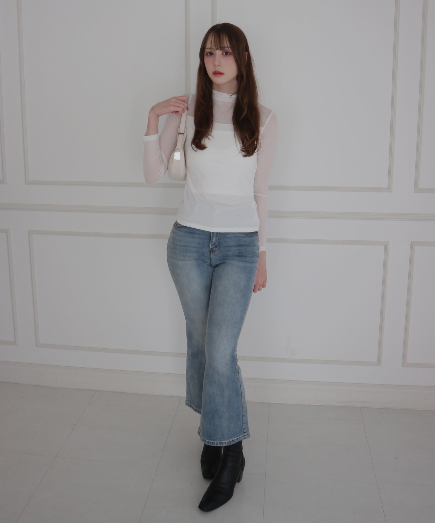 See-through Mellow Glitter High Neck / シースルーメロウグリッターハイネック