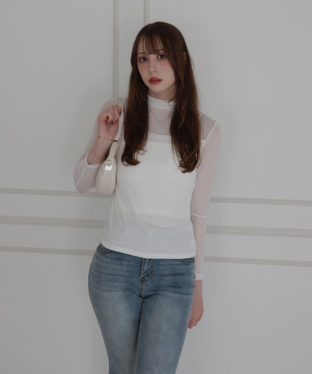 See-through Mellow Glitter High Neck / シースルーメロウグリッターハイネック