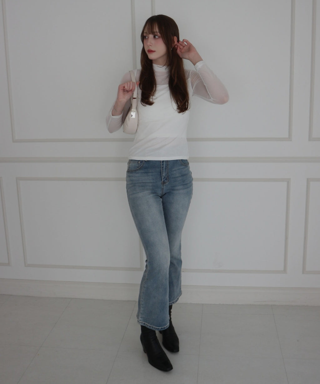 See-through Mellow Glitter High Neck / シースルーメロウグリッターハイネック