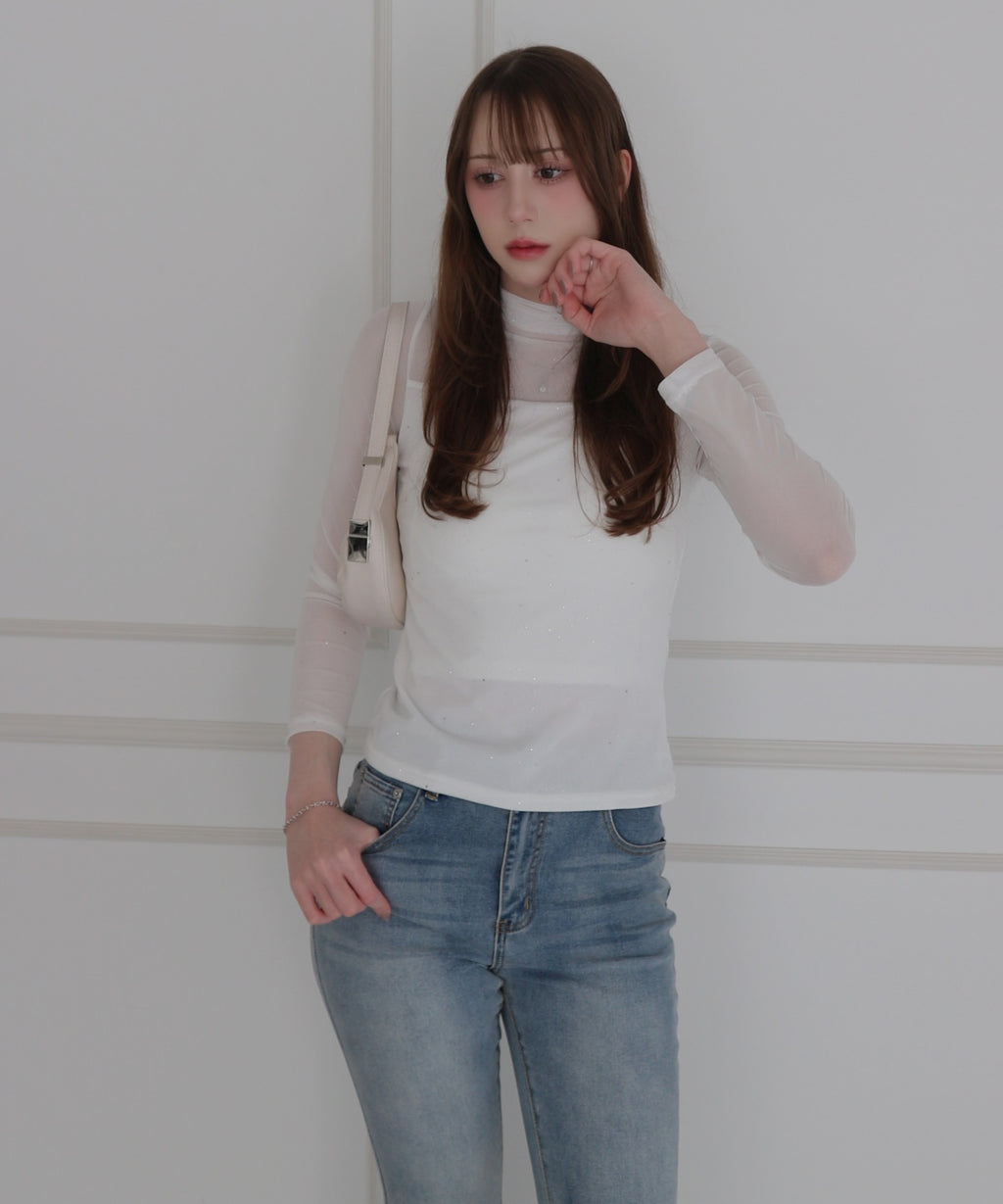 See-through Mellow Glitter High Neck / シースルーメロウグリッターハイネック