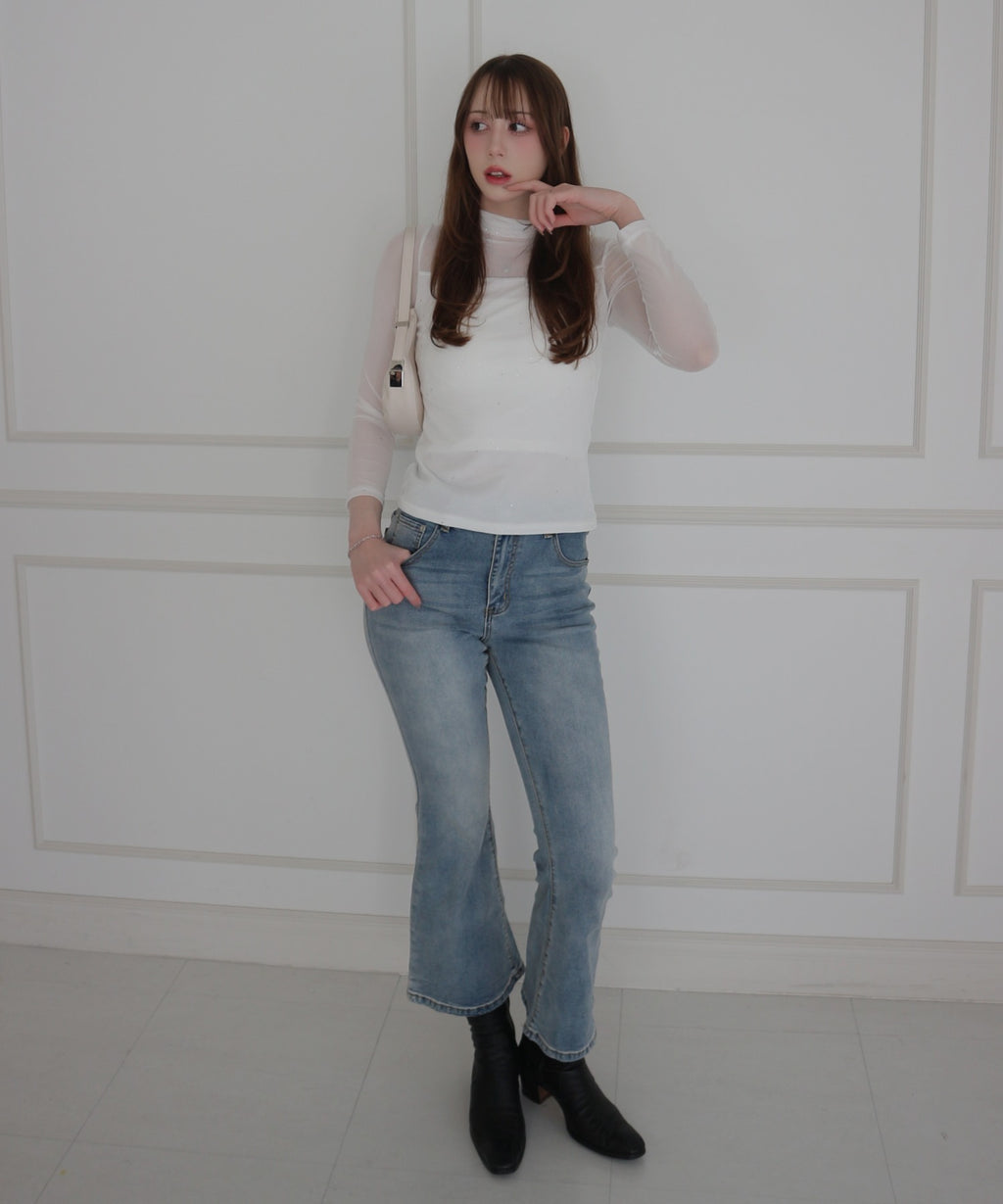 See-through Mellow Glitter High Neck / シースルーメロウグリッターハイネック