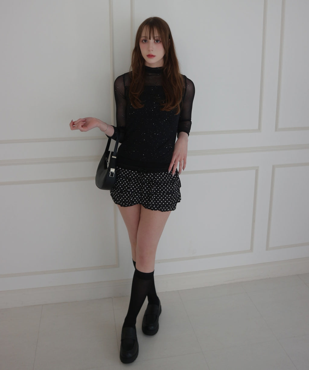 See-through Mellow Glitter High Neck / シースルーメロウグリッターハイネック