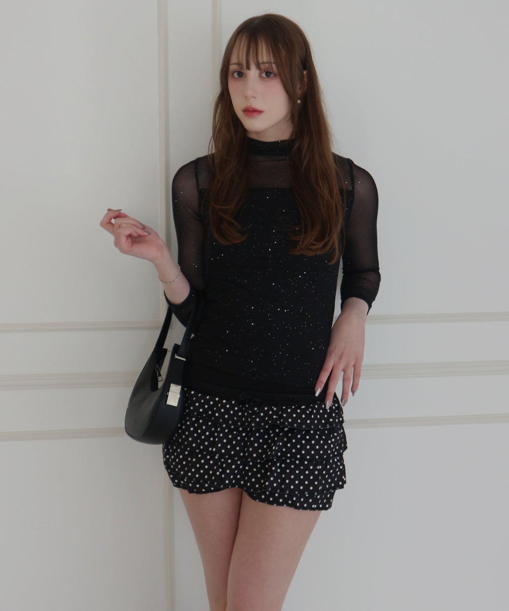 See-through Mellow Glitter High Neck / シースルーメロウグリッターハイネック