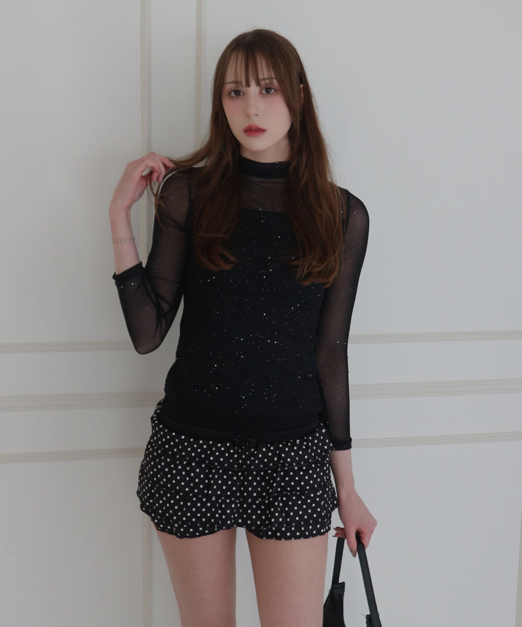 See-through Mellow Glitter High Neck / シースルーメロウグリッターハイネック