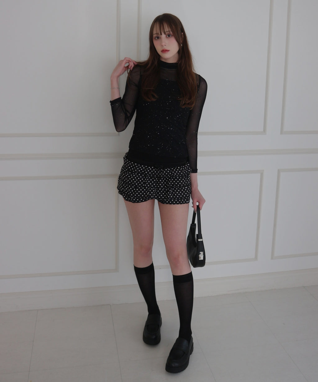 See-through Mellow Glitter High Neck / シースルーメロウグリッターハイネック
