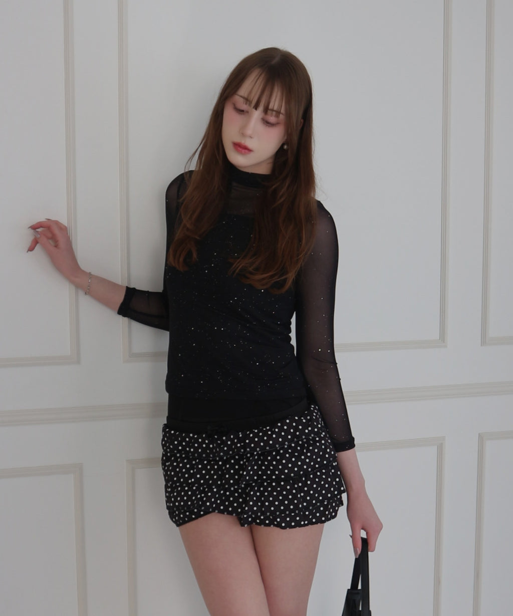 See-through Mellow Glitter High Neck / シースルーメロウグリッターハイネック