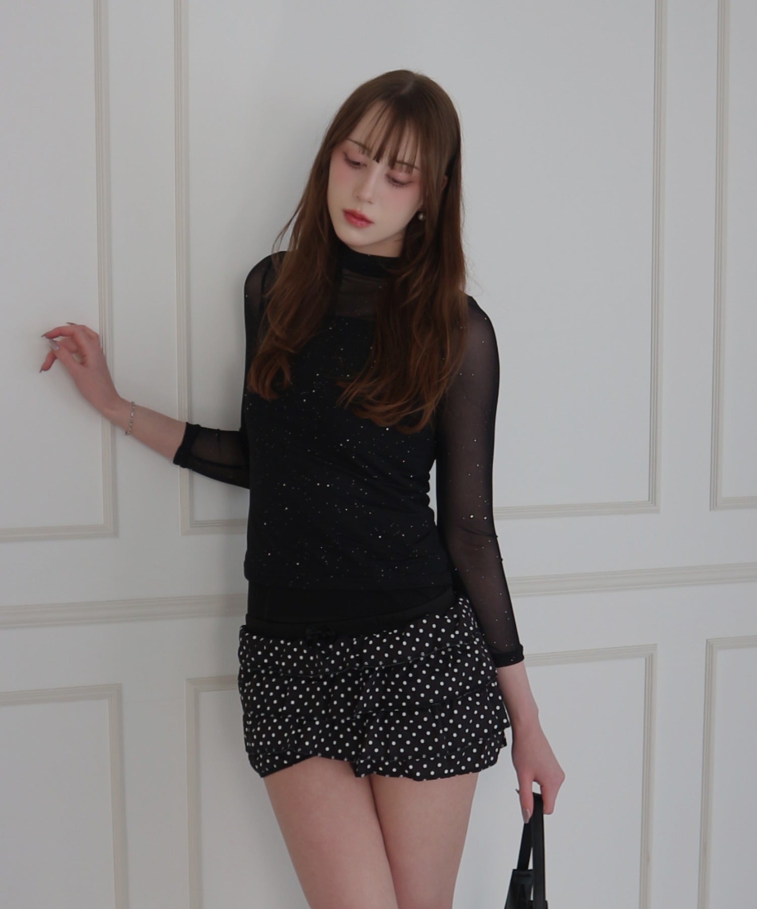 See-through Mellow Glitter High Neck / シースルーメロウグリッターハイネック