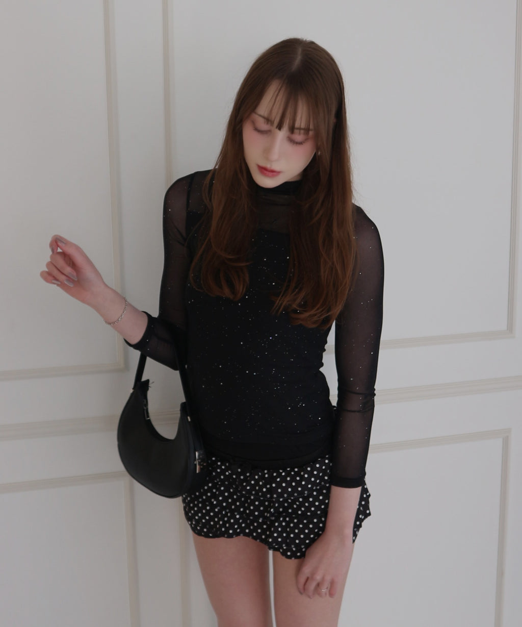 See-through Mellow Glitter High Neck / シースルーメロウグリッターハイネック