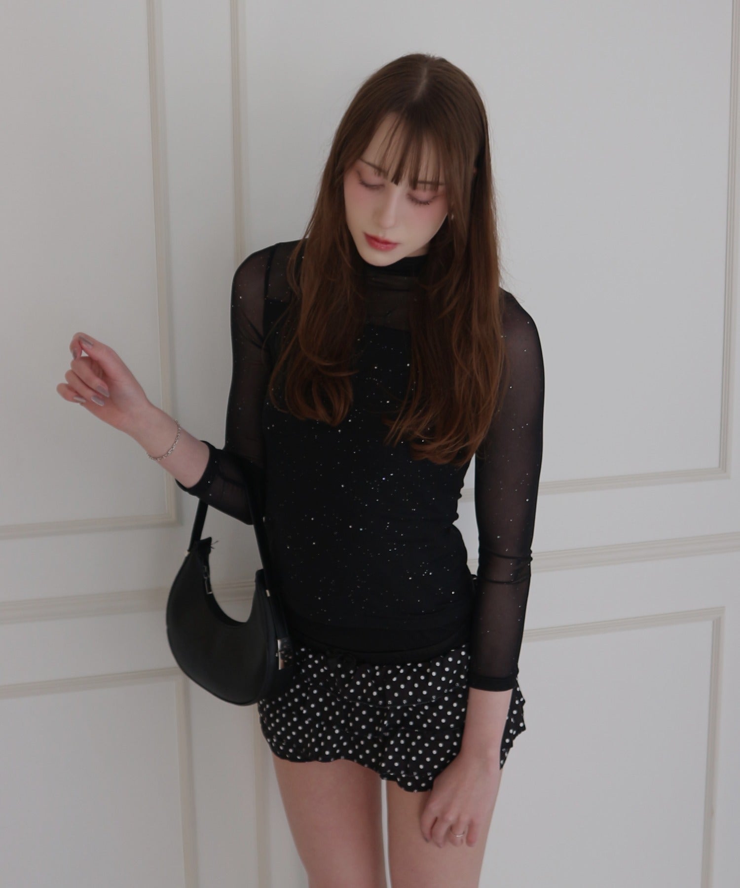 See-through Mellow Glitter High Neck / シースルーメロウグリッターハイネック