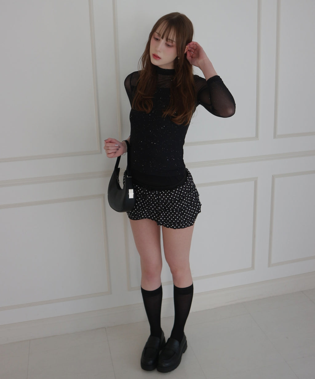 See-through Mellow Glitter High Neck / シースルーメロウグリッターハイネック