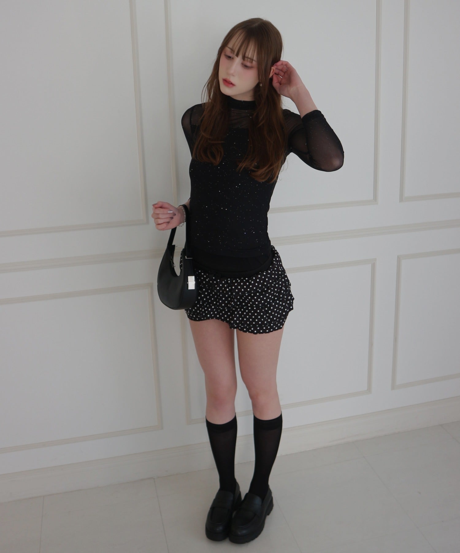 See-through Mellow Glitter High Neck / シースルーメロウグリッターハイネック