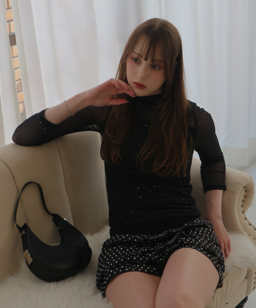 See-through Mellow Glitter High Neck / シースルーメロウグリッターハイネック