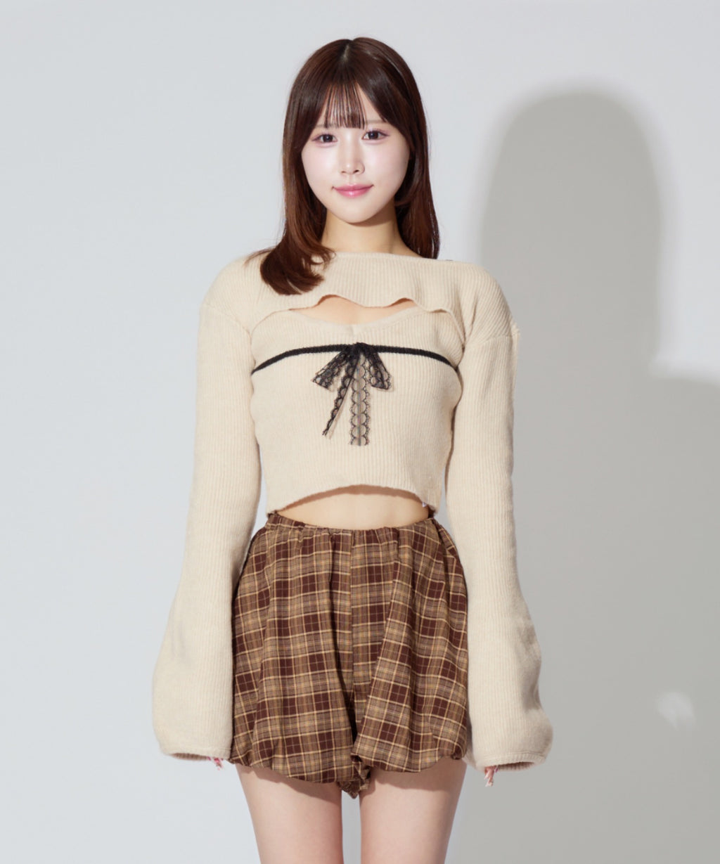 Frill Ribbon knit set / フリルリボンニットアンサンブル 2点セット