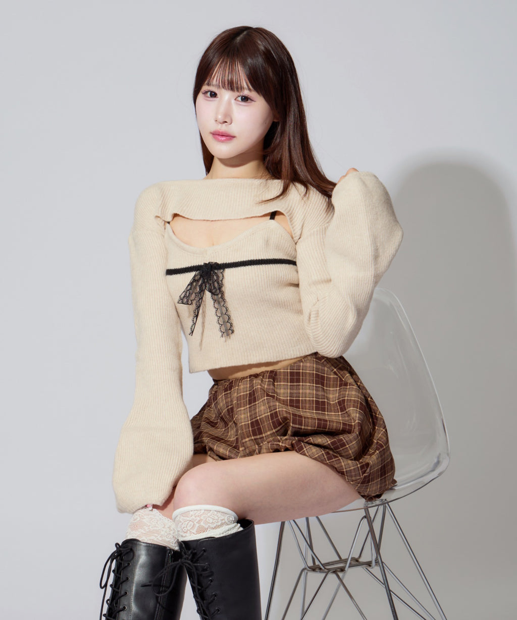 Frill Ribbon knit set / フリルリボンニットアンサンブル 2点セット