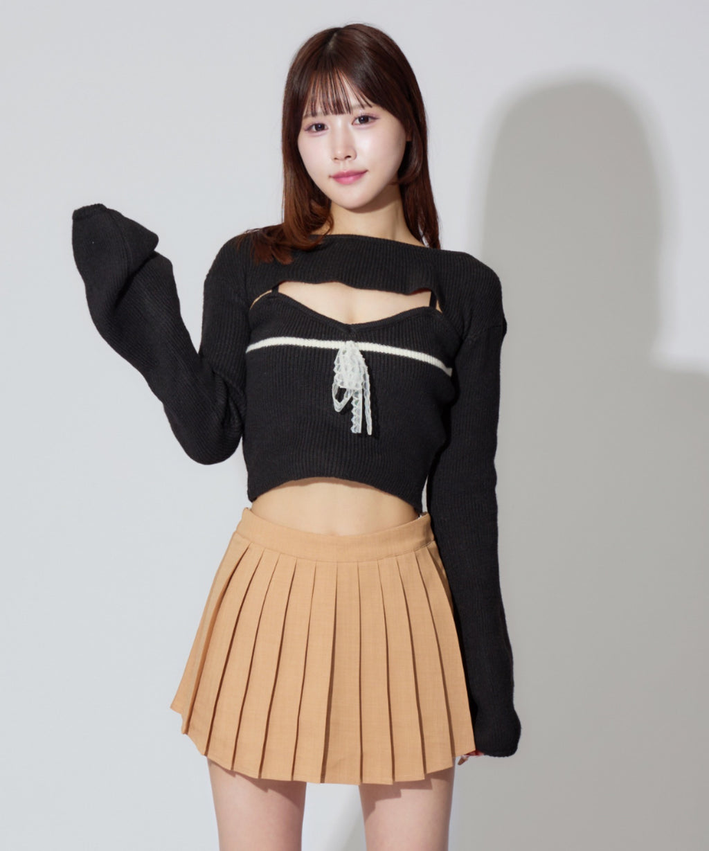 Frill Ribbon knit set / フリルリボンニットアンサンブル 2点セット