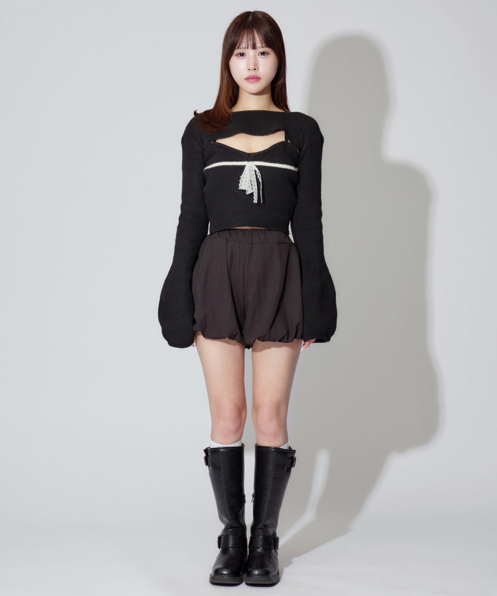 Frill Ribbon knit set / フリルリボンニットアンサンブル 2点セット