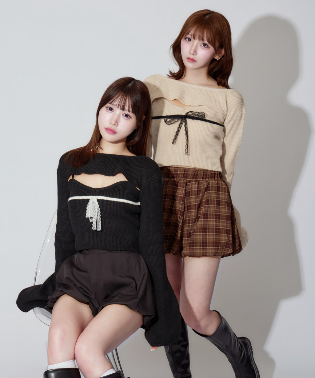 Frill Ribbon knit set / フリルリボンニットアンサンブル 2点セット