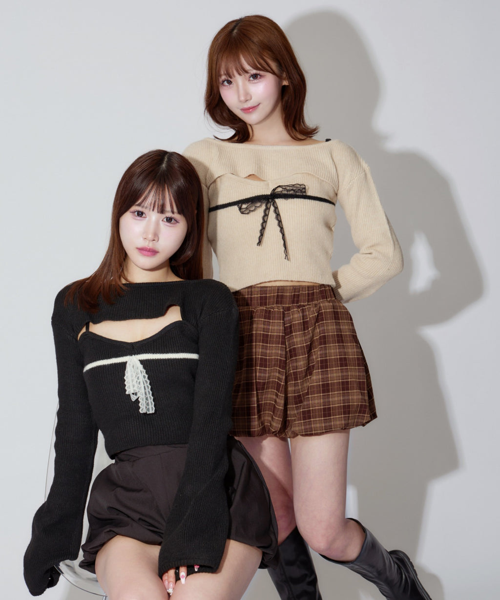 Frill Ribbon knit set / フリルリボンニットアンサンブル 2点セット