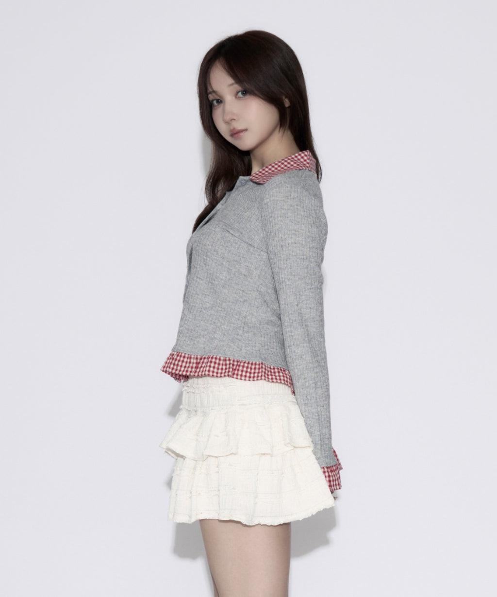 Gingham Check Rib Cardigan / ギンガムチェックリブカーディガン