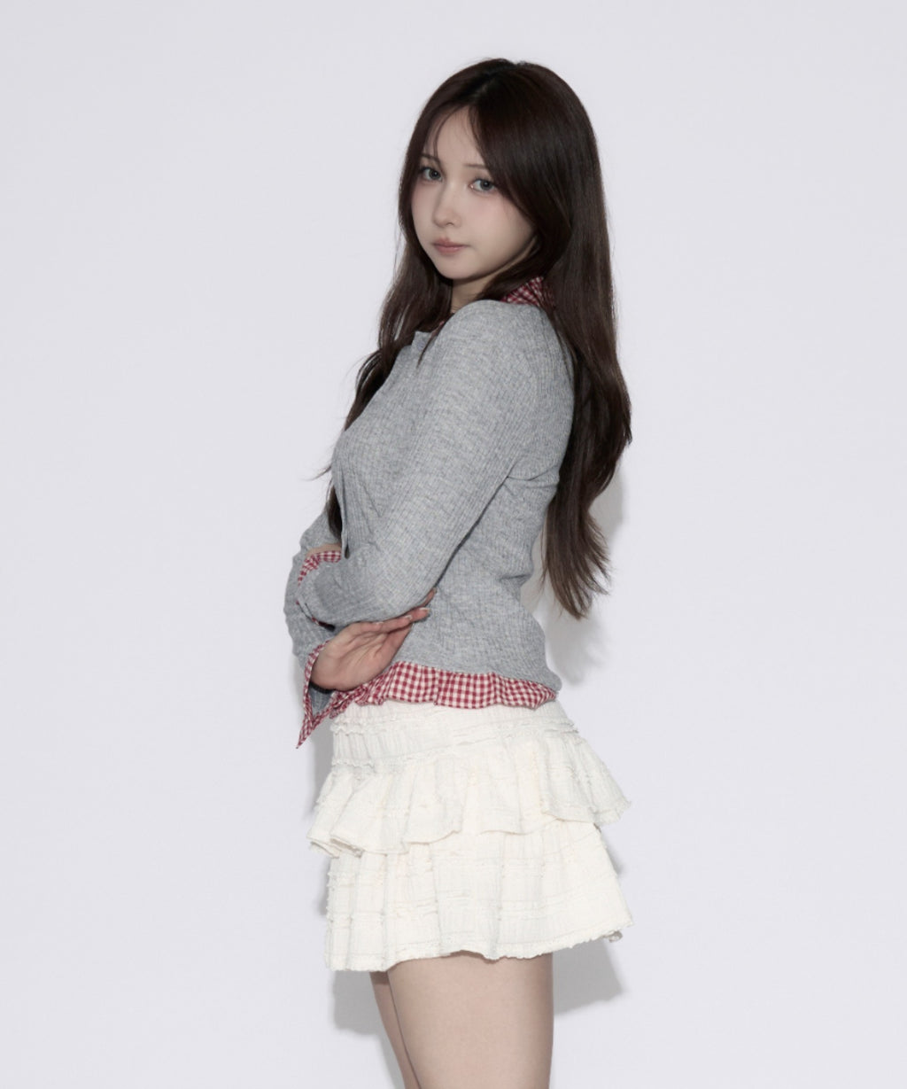 Gingham Check Rib Cardigan / ギンガムチェックリブカーディガン